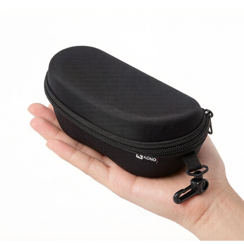 EVA Hard Shell Glasses Case with Zipper & Belt Clip, Portable Anti-Scratch Sunglasses Holder for Travel Outdoor(Black)