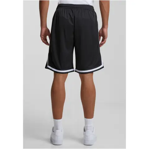 Urban Classics Mesh-Shorts, gestreift, schwarz/schwarz/weiß, Größe M
