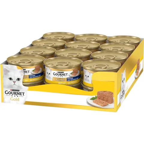 Purina Gourmet Gold aliment humide pour chat, saveur mousse au poulet, 85 g x 24 boîtes