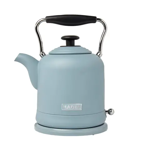 Haden Highclere Retro Kettle, 1.5L, Fast Boil, Coated Stainless Steel, Pool Blue - 197221