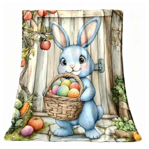 Easter Bunny Throw Blanket Modern Scandinavian Anti-Pill Microfiber Printed Throw – Minimalist Contemporary Design 30inch×40inch