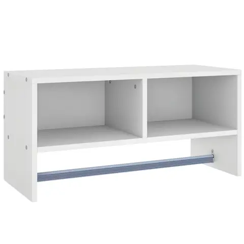 HOMCOM Wall Mounted Coat Hanger Hooks Rack Stand Hallway Coat Rack Rail & Storage Shelf Coat Organizer (White)