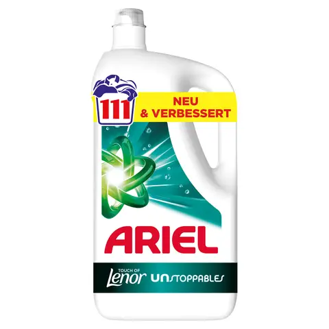 Ariel Flüssigwaschmittel, 111 Wäschen, Universal+ Touch of Lenor Unstoppables, Tiefenreinheit für lang anhaltende Frische