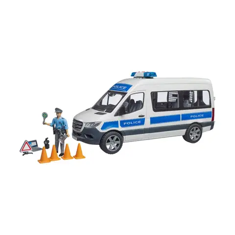 bruder 02683 - MB Sprinter Polizei Einsatzfahrzeug mit Licht & Sound Modul, bworld Polizist - 1:16, Fahrzeug, Polizeiauto, Streifenwagen, Spielzeug ab 4 Jahren
