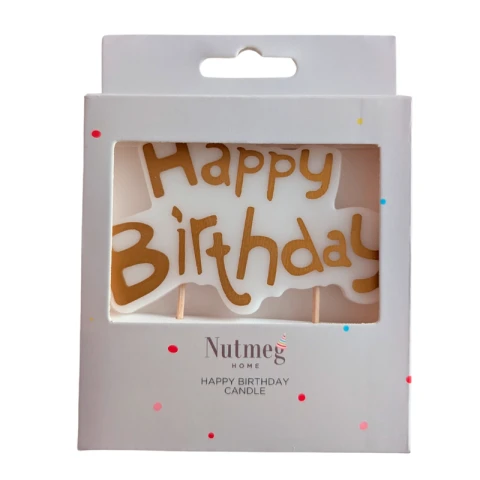 NUTMEG HAPPY BIRTHDAY SOLID WHITE CANDLE PICK
