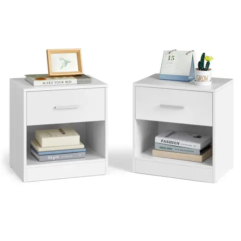 VASAGLE Nightstand, 39x27.6x41cm, Set of 2, Classic White