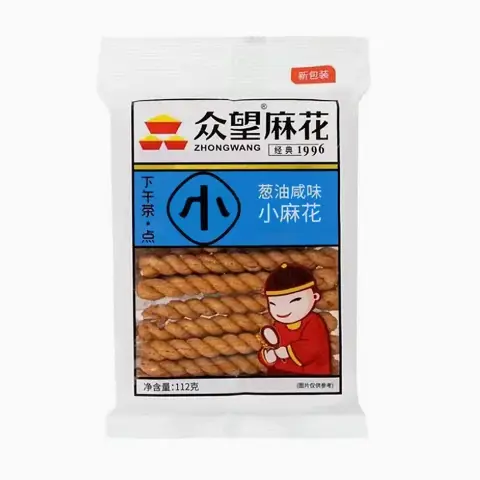 Zhongwang Fried Dough Twist (Salty Shallot Oil flavour) 众望小麻花葱油咸味112g