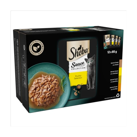 Sheba Sauce Collection Adult Cat Food Pouch Poultry Selection 12 x 85g