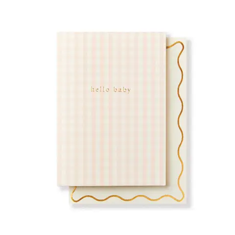Katie Leamon Gingham Hello Baby Card