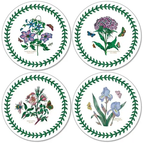 Pimpernel Botanic Garden Set of 4 Round Coasters - Assorted Designs