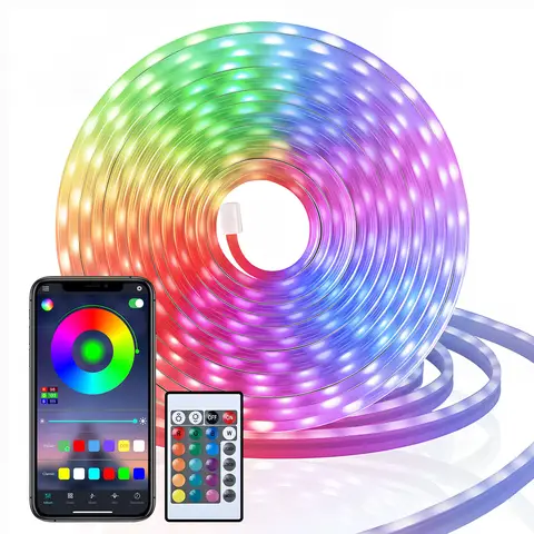VIVREAL LED-Lichtstreifen 9,84 Fuß, RGB-Neonlicht, flexibel, intelligent, mit Musiksynchronisierung und Fernbedienung für Schlafzimmer- und Spielzimmer-Dekoration, 5 V, Neujahrsangebot, Top-Geschenkideen