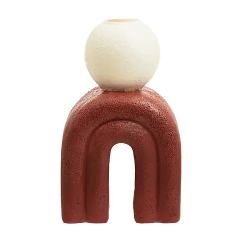 Premier Housewares Moderner weißer Kerzengestell mit roter Basis, Antik-Kerzengestell für den Wohnzimmer, großes Kerzengestell für Zuhause