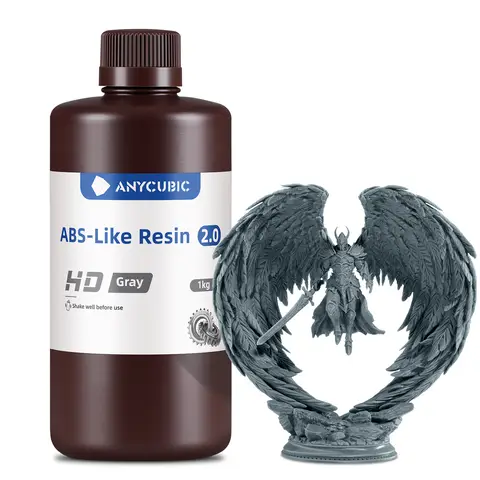 ANYCUBIC ABS-Like Resin 2.0 High Strength & Toughness Low Shrinkage 3D Printer Resin for LCD/DLP/SLA 3D Printers(HD Grey, 1kg)