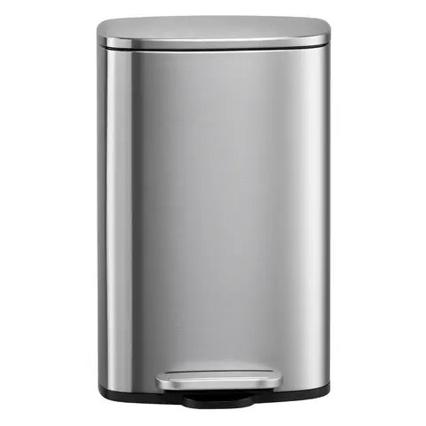 SONGMICSHOME  50 L Kitchen Bin, Rubbish Bin, Steel Trash Bin, Soft Close, Step-On Pedal, Removable Inner Bucket, Silver