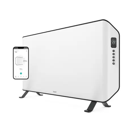 Duux Edge 1000 Smart Convection Heater – 1000W, Wall-Mounted Option, Wi-Fi Control, Silent Operation – White, DXCH21UK