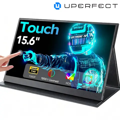 UPERFECT 15,6 inch draagbare touchscreen-monitor voor laptop, 1080p, mini HDTV, USB-C, VESA-compatibel, geschikt voor laptop/telefoon/gameconsole