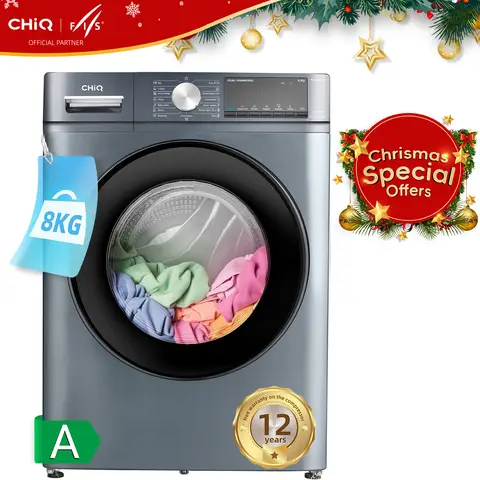 CHiQ - Washing Machine - 8 KG - Space Pro - 16 Programs - AI Smart - Steam & Quick Wash - 12-Year Motor Warranty - Energy Class A