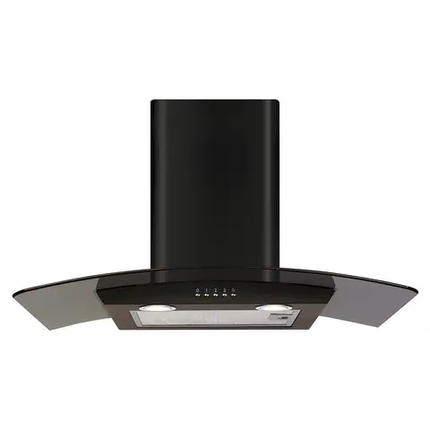 CDA ECP72BL 70 cm Curved Glass Chimney Cooker Hood – Black – Energy Class D