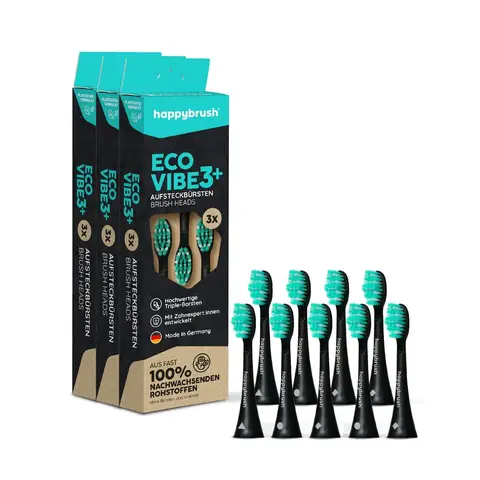 happybrush Aufsteckbürsten Eco Vibe 3+,9 St. All black