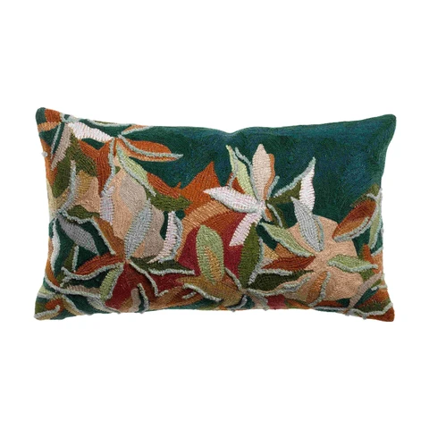 VIVARAISE Coussin brodé Alina pétrole - 30 x 50 cm