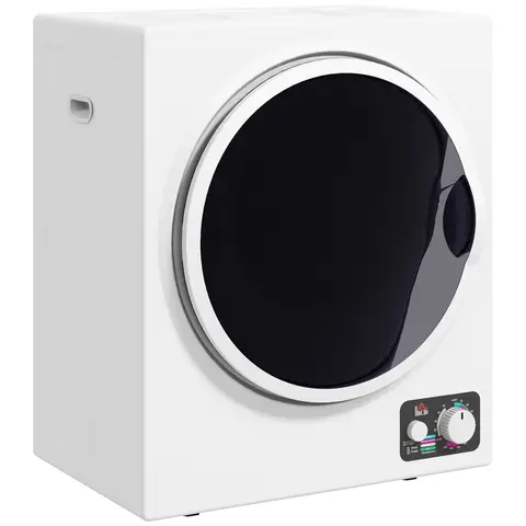 HOMCOM Sèche-linge à évacuation portable, sèche-linge électrique 850W, 2,5Kg, 4 modes de séchage, 2 niveaux de chauffage, cuve en acier inoxydable, installation murale, pour appartement dortoir, blanc