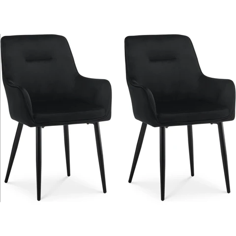 CLIPOP Dining Chairs Set of 2 Velvet Armchairs Kitchen Chairs with Backrest and Metal Legs Occasional Padded Leisure Accent Chairs for Dining Living Room 0430 velvet black 43.5*51.5*87.5cm