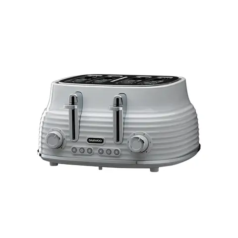 DAEWOO Sienna 4 Slice Retro Toaster, Wide Slots, Grey - SDA2484GE
