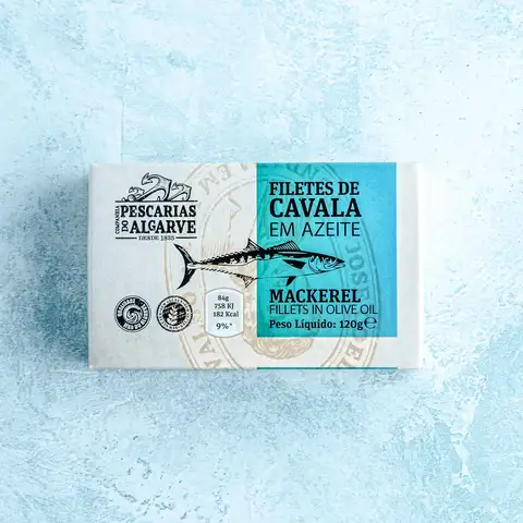 Pescarias do Algarve Tinned Mackerel In Olive Oil x1, 120g