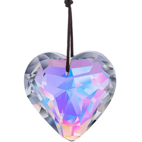 JU7CER 1PC Heart Prism Pendant Crystal Craft Jewelry - Hanging Heart-Shaped Decoration, Garden Light Catcher, Rainbow Maker for Weddings, Christmas Must-Have