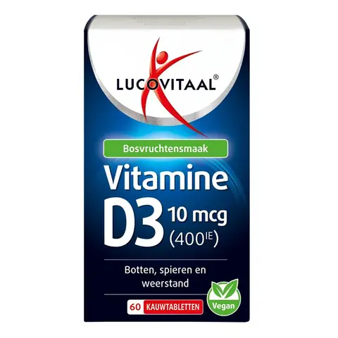 Lucovitaal Vitamine D3 10 mcg (400 IE) bosvruchtensmaak 60 Kauwtabletten