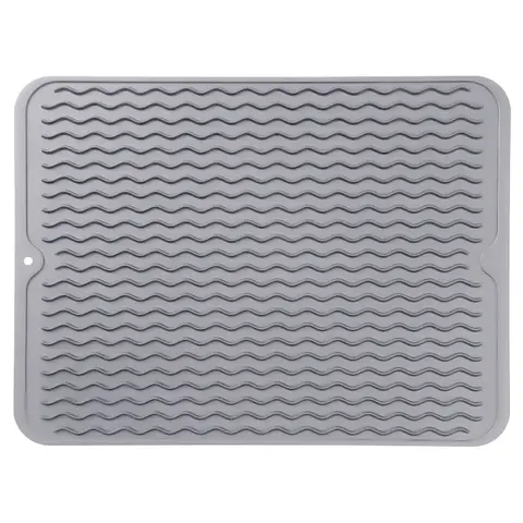 Vilscijon Kitchen Drain Mat, Kitchen Countertop Drain Mat, Sink Drain Mat - Large Size Gray