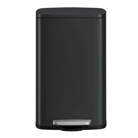 SONGMICSHOME  50 L Kitchen Bin, Rubbish Bin, Stainless Steel Trash Bin, Soft Close, Step-On Pedal, Removable Inner Bucket, Black