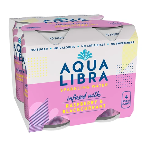 Aqua Libra Sparkling Water Raspberry & Blackcurrant 4 X 330ml
