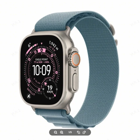 APPLE Watch Ultra 3 GPS + Cellular 49mm Natürliches Titan-Gehäuse mit Hellblauem Alpine Loop - Klein