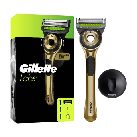GILLETTE Labs Gold - Rasoir Rechargeable + 1 Lame + Support Mural - 1 Unité