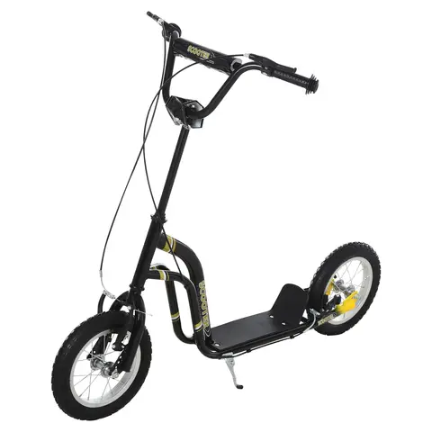 HOMCOM Kids Scooter, Teen Push Scooter with Big Wheels, 85-95cm Adjustable Handlebar Height, Dual Brakes, for Ages 5+ Black
