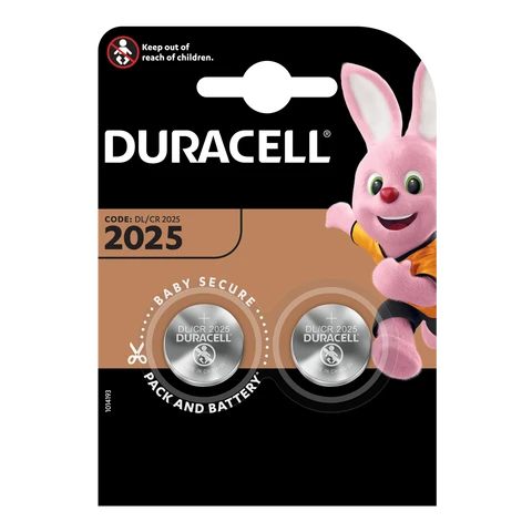 Duracell CR2025 3V Lithium Coin Batteries - 2 Pack