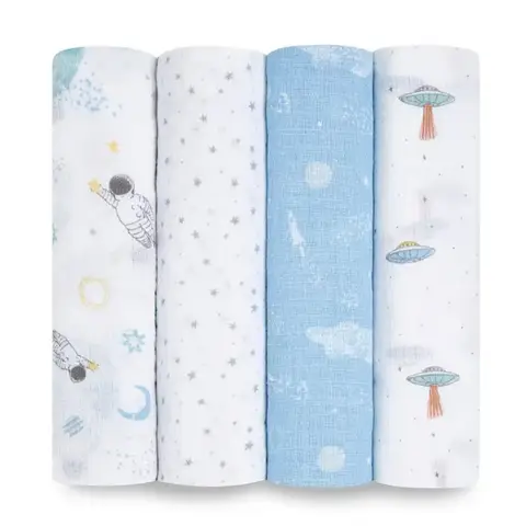 Aden + Anais Essentials Cotton Muslin Swaddles 4 Pack Space Explorers