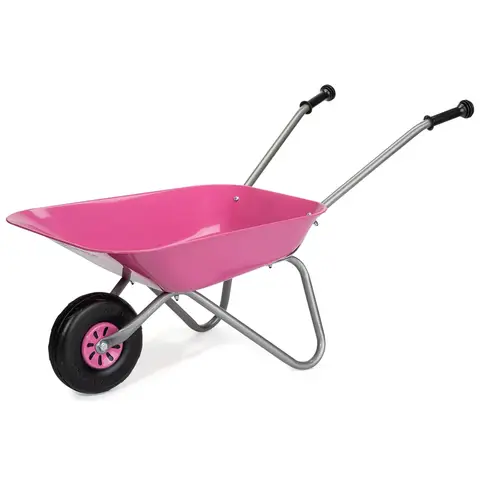 Rolly Toys Kinder-Schubkarre (Farbe pink/silber, Gartenschubkarre, Metallschubkarre, Spielzeug für Kinder ab 2,5 Jahren, belastbar bis 25 kg, Pinkes Gartengerät für Kinder) 274802