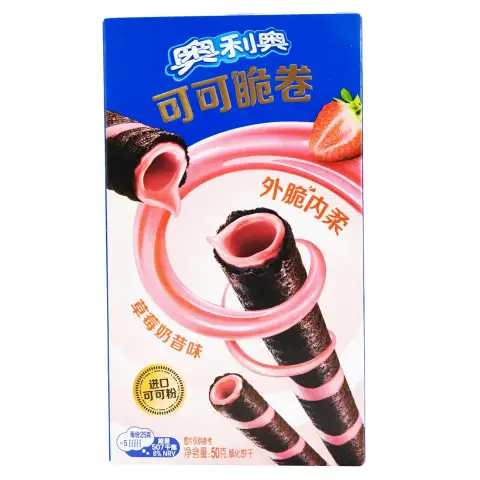 Oreo Kakao Knusperrollen - Erdbeere 50g