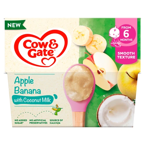 Cow & Gate Apple Banana & Coconut Milk 6+ Months 4 X 95g