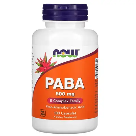 NOW Foods PABA Wellness 500mg Capsules - 100 Capsules