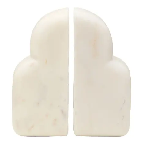 Savio White Marble Set Of Two Bookends