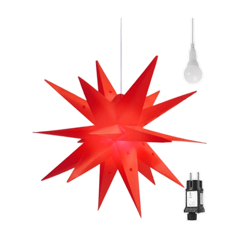 SALCAR Étoile Lumineuse Rouge 3D avec Lumière LED Rouge Chaude, Lumière D'étoile Pliable pour La Décoration de Noël de Fenêtre et de Maison