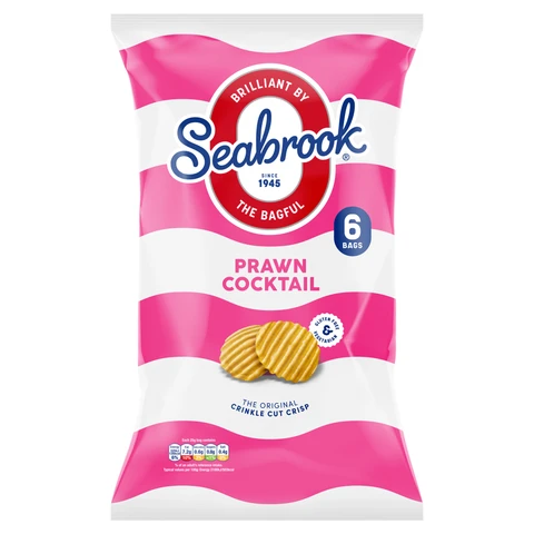 Seabrook Prawn Cocktail Crisps 6 Pack 150g