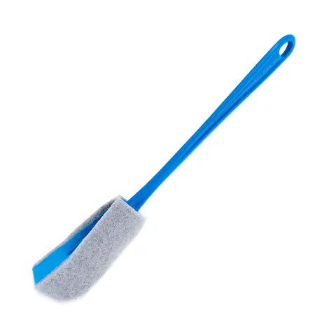 Blue Sponge Scrubber with 28.5CM Plastic Handle, 3CM Thick Pad, 10x4.5CM Pad Size (Colored OPP Bag Pack)