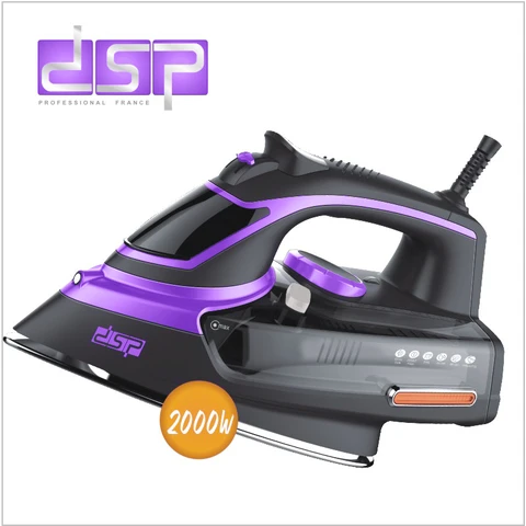 DSP Professional Steam Iron 2000W - Fast Heating, Large Water Tank, Anti-Drip & Self-Cleaning, Non-Stick Soleplate for Clothes