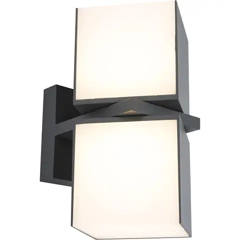 LUTEC ECO-LIGHT Cuba LED Außenwandleuchte, moderne Wandleuchte aus Aluminiumguss in Anthrazit, 350° drehbare Lichtwürfel, wetterfeste Außenleuchte, warmweißes Licht 3000 K, 1000 Lumen Helligkeit