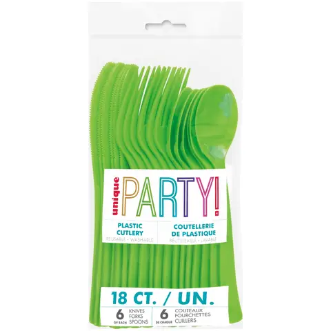 Unique Plastic Cutlery, Lime Green, 