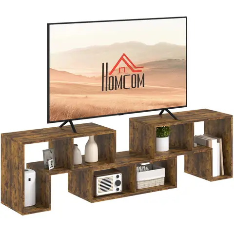 HOMCOM TV Stand for TVs up to 75 Inches, Free Combination TV Unit with Storage Shelves Rustic Brown